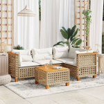 vidaXL 5-osaline aiam&ouml;&ouml;bli komplekt koos patjadega, beige, pol&uuml;rotang | 3261808 | 8721102450150