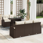 vidaXL 6-osaline aiam&ouml;&ouml;bli komplekt pol&uuml;rotangist koos patjadega Brown | 3348554 | 8721158986689