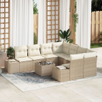 vidaXL Aiam&ouml;&ouml;bli komplekt 9-osaline Beige ja Cream Pol&uuml;rattan | 3347001 | 8721158965875
