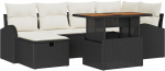vidaXL 7 Elementowy Zestaw Kanapowy do Ogrodu z Poduszkami Black Polirattan, vidaXL 2-osobowa sofa ogrodowa z miejscem na przechowywanie i poduszkami Black Polirattan | 3361299 | 8721288414182