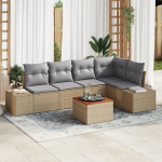 vidaXL 6-osaline aiam&ouml;&ouml;bli komplekt patjadega Beige pol&uuml;rotang Akaatsia | 3356628 | 8721288368997