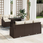 vidaXL 6-osaline aiam&ouml;&ouml;bli komplekt pruun pol&uuml;rattan, materjal | 3357651 | 8721288378545