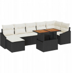 vidaXL 8-osaline aiam&ouml;&ouml;bli komplekt pol&uuml;rotangist koos patjadega Black | 3358602 | 8721288388056