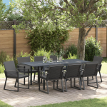 9-osaline aiam&ouml;&ouml;bli komplekt vidaXL koos patjadega Black PE rattan, kokkupandav aiam&ouml;&ouml;blilaud vidaXL antratsiithall (140-210)x90x73 cm teras | 3378830 | 8721288631121