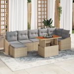 vidaXL 8-osaline aiam&ouml;&ouml;bli komplekt pol&uuml;rotangist koos patjadega beige | 3358604 | 8721288388070