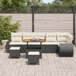 vidaXL 9-osaline aiam&ouml;&ouml;bli komplekt patjadega Black pol&uuml; rattan akatsia | 3363845 | 8721288439642