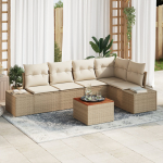 vidaXL 6-osaline aiam&ouml;&ouml;bli komplekt patjadega Beige pol&uuml;rotang Akatsia | 3356629 | 8721288369000