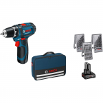 Bosch Powertools Akku-Bohrschrauber GSR 12V-15 Professional, 12Volt (blau/Black, 1x Li-Ionen Akku 2,0Ah, 1x Li-Ionen Akku 4,0Ah, Bits & Bohrer) | 0615990G6L | 3165140800624