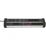 Brennenstuhl Premium-Protect-Line Steckdosenleiste 11-fach Duo (Black/silber, 3 Meter, 120.000A &Uuml;berspannungsschutz, 1 Main- und 4 Follow-Steckdosen, 2x USB) | 1392000230 | 4007123663026