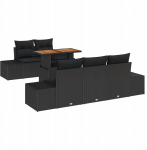 vidaXL 6-osaline aiam&ouml;&ouml;bli komplekt padjadega must rattan akatsia | 3349904 | 8721158230188