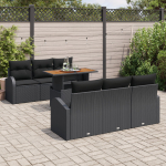 vidaXL 7-osaline aiam&ouml;&ouml;bli komplekt patjadega Black pol&uuml;rotang | 3358270 | 8721288384737