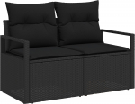 vidaXL 5-osaline aiam&ouml;&ouml;bli komplekt diivanitega, patjadega, must rattan, pol&uuml;ester | 3357466 | 8721288376695