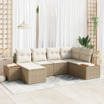 6-osaline aiam&ouml;&ouml;bli komplekt koos patjadega Beige pol&uuml;rattan Akaatsia | 3356791 | 8721288370624