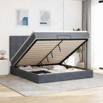 Ottomani voodiraam madratsitega, tumehall, 160x200 cm, samet