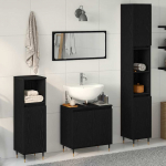Vannitoa m&ouml;&ouml;bleset uksega 3 pcs must tamm 30 x 30 x 190 cm