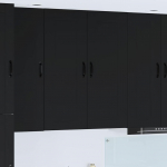 Seinakapp k&ouml;&ouml;ki riiuliga uksega must 80 x 31 x 100 cm tehispuit