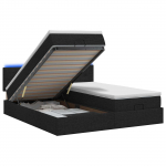 Ottomani voodi madratsi ja led-idega must 180 x 200 cm kangas