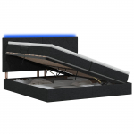 Led-iga voodiraam koos madratsiga must 200 x 200 cm kangas