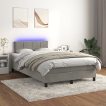 Kontinentaalvoodi madrats ja led, helehall, 120x200 cm, samet