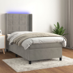 Kontinentaalvoodi madrats ja led, helehall, 80x200 cm, samet