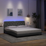 Voodiraam led-iga ilma madratsita, helehall, 180x200 cm, kangas