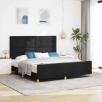 Voodi raam peaga must 180 x 200 cm kangas
