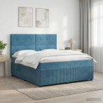 Vedruvoodi madratsiga peaga sinine 140 x 200 cm samet