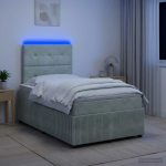 Led kastivoodiga madrats peaga helehall 120 x 190 cm samet