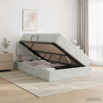 Laos voodi peaga helehall 120 x 200 cm samet