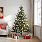 Kunstkuusk koos j&otilde;ulukuuliga 180 cm 300 led-i soe valge