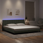Voodiraam led ilma madratsita hanko, helehall, 200x200 cm, samet