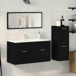 Vannitoa m&ouml;&ouml;bleset seinale kinnitatav 3 pcs must tamm tehispuit