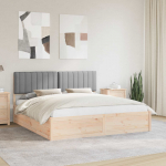 Voodiraam pehme peatoega peaga helehall 180 x 200 cm tahke m&auml;nd