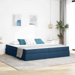 Voodi hoiukohaga ja madratsiga sinine 200 x 200 cm pol&uuml;ester