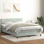 Kontinentaalvoodi madrats ja led, helehall, 160x210 cm, samet