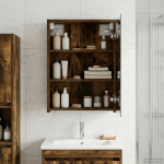 Vannitoa peeglikapp riiuliga suitsetatud tamm 43 x 16 x 62.5 cm