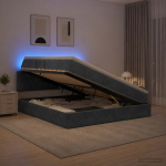 Led-iga voodiraam koos madratsiga tumehall 140 x 190 cm samet