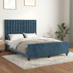 Voodiraam ilma madratsita tumesinine 140x190 cm samet