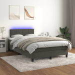 Kontinentaalvoodi madrats ja led, tumehall, 120x200 cm, samet