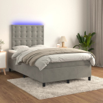 Kontinentaalvoodi madrats ja led, helehall, 120x200 cm, samet