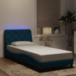 Voodiraam led-iga ilma madratsita, sinine, 80 x 200 cm, samet