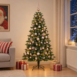 Tehisj&otilde;ulukuusk koos kaunistustega 210 cm 300 led-i soe valge