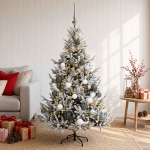 Kunstkuusk koos j&otilde;ulukuuliga 120 cm 150 led-i soe valge