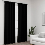 Pimendavad kardinad konksudega, 2 tk must 140 x 225 cm
