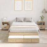 Voodi hoiukohaga raam sahtliga sonoma tamm 120 cm tehispuit
