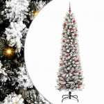 Tehisj&otilde;ulupuu roheline ja valge 210 cm pvc, metall ja plastik