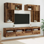 Tv seina&uuml;ksused 6 pcs must tamm 100 x 30 x 40 cm tehispuit