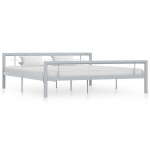 Voodiraam, hall ja valge, metall, 180 x 200 cm