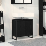 Vannitoa kapp ladustamisega must tamm 60 x 30 x 60 cm tehispuit