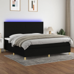 Kontinentaalvoodi madrats ja led, must, 200x200 cm, kangas